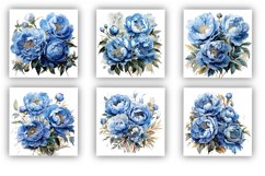 10 Blue Peonies Clipart PNG Product Image 2