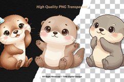 15 Bundle Watercolor Baby Otter Cute Animal Pet Kids Sticker Product Image 2