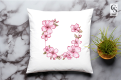 Pink Floral Wreath Clipart Sublimation PNG Product Image 2