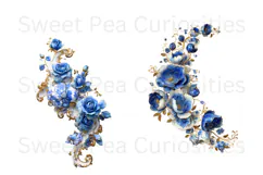 Blue Toile, Ephemera, PNG, Clipart, Junk Journal, flowers Product Image 2