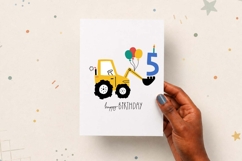 Fifth Birthday Excavator | Happy Birthday Card | EPS SVG PNG Product Image 2