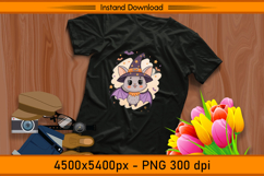 Cute Halloween Bat Witch Hat Sublimation Design PNG Product Image 2