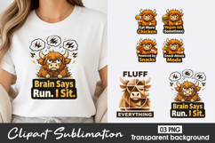 Brain Says Run Highland Cow Clipart PNG Product Image 1