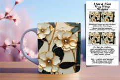 Dreamy 15oz Mug Wrap Png Design , 3D Flower Product Image 1