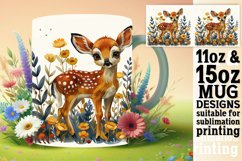 Spring Deer Watercolor Mug Wrap Sublimation Product Image 1