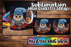 Winter Owl Embroidery Mug Wrap Holiday Sublimation Product Image 1