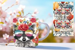 Vibrant Raccoon &amp; Flower Mug Wrap 11oz/15oz Sublimation Product Image 1