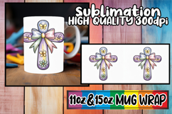 Timeless charm sublimation 11oz 15oz mug wrap, Cross and Bow Product Image 1