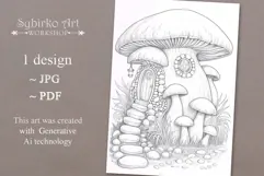 Gnome house coloring page for adults. Adult coloring page Product Image 1