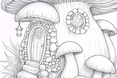 Gnome house coloring page for adults. Adult coloring page Product Image 3