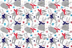 Seamless pattern with rabbits in scarves Product Image 2