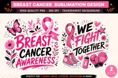 Breast Cancer Awareness PNG | We Fight Together Sublimation Product Image 1
