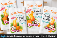 Summer Kitchen Towel Sublimation, Trendy Summer PNG, Summer Product Image 1
