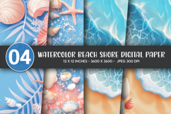 Watercolor Beach Shore Digital Paper Product Image 1