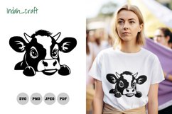 Kawaii Peeking Cow SVG &amp; Clipart - Isolated Cut file Product Image 1