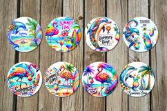 Beach, summer time | Sublimation round earring design Product Image 2