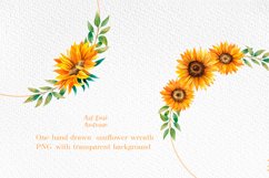 Sunflower wreath, Watercolor Sunflower Wreath png Product Image 3