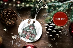 Watercolor Christmas Ornament, Watercolor House Ornament PNG Product Image 2