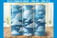 Snowy Clouds Tumbler Wrap | Winter Tumbler Wrap Product Image 2