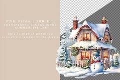 Snowman clipart, Cottage clipart, Christmas bundle clipart Product Image 7