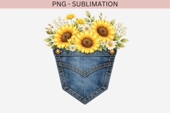 Denim pocket sunflowers png design for T-shirts Product Image 2