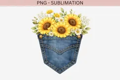 Denim pocket sunflowers png design for T-shirts Product Image 2