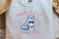 Vintage Cat Sweet Cat Beauty Kitty PNG Sublimation Product Image 1