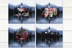 Gothic skull floral Skinny tumbler sublimation design Product Image 2