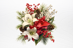 Christmas Flower Bouquet Clipart PNG Product Image 2