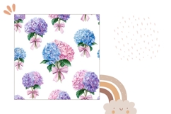 Blue Hydrangea Pillow Template, Floral Pillow Sublimation Product Image 2