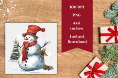 Christmas Square Coaster Design, Snowman Coffee Mug Coasters Product Image 2