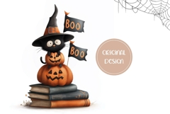 Cartoon Halloween Backgrounds, Halloween Black Cat PNG Product Image 2