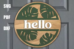 Tropical door sign SVG cut file | Hello Welcome door hanger Product Image 1