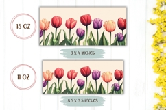 Spring Flowers Mug Design, Cartoon Tulips Mug Wrap Product Image 2
