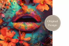 Colorful Lips Tumbler Design, Floral Lips Tumbler Wrap Product Image 2