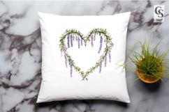 Watercolor Wisteria Heart Floral Frame Clipart PNG Product Image 3