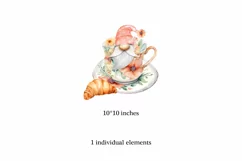 Watercolor gnome in a mug of tea with cookies, Gnome PNG Product Image 2