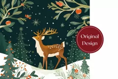 Christmas Tumbler Wrap Design, Christmas Deer Tumbler PNG Product Image 2