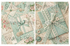 Shabby Chic, Blue/Green, Paper, Floral, Papers, Junk Journal Product Image 2
