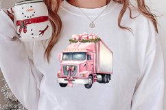 Pink Christmas Car clipart Sublimation, Christmas clipart Product Image 2