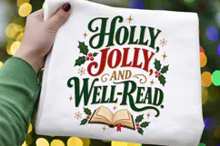 Jolly Jolly and Well-Read Christmas PNG, Book Lover Product Image 1
