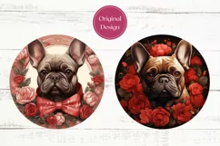 French Bulldog Car Coaster Design, Valentine Dog Sublimation Product Image 2