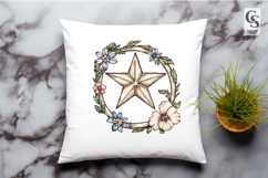 Floral Wooden Star Frame Clipart Sublimation PNG Product Image 2