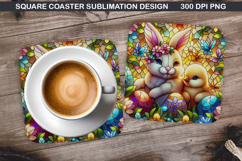 Bunny Coaster Sublimation, Easter Coaster PNG Design Product Image 1