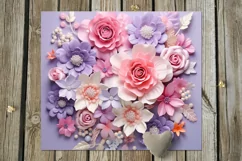 3D papercut pink & purple Flowers | 8 Skinny tumbler designs Product Image 2