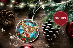 Stained Glass Christmas Angel Ornament, Christmas PNG Product Image 2