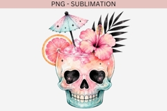 Tropical Goth Skull Cocktail PNG, Summerween Hibiscus Skull Product Image 2