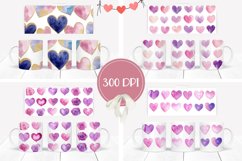 Purple Hearts Mug Designs, Glitter Hearts Mug Template Product Image 2