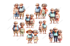 Summer grandparents clipart,Travel couple clipart Product Image 2
