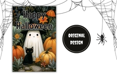 Cartoon Ghost Garden Flag, Halloween Black Cat Garden Flag Product Image 2